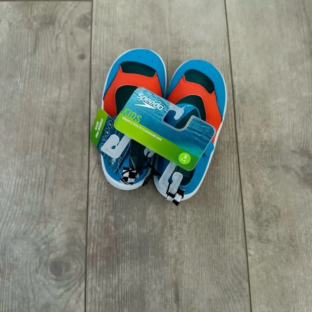Speedo Toddler Hybrid Pro Kid's Water Swim Shoes- Aqua Blue small 5-6 new